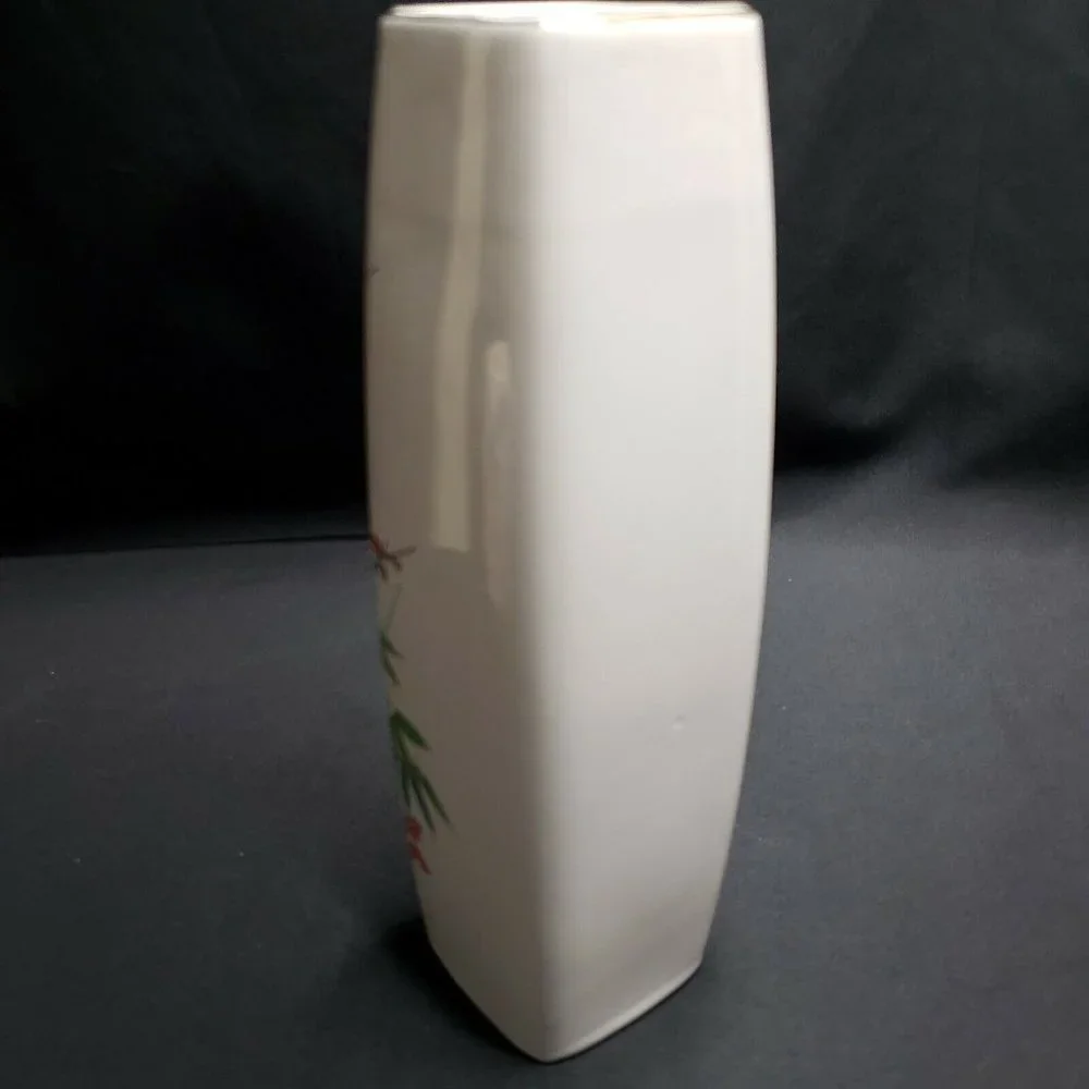 Vintage Floral Bud Vase 9" Porcelain Made In Japan Gold Red Blossoms - Picture 5 of 7